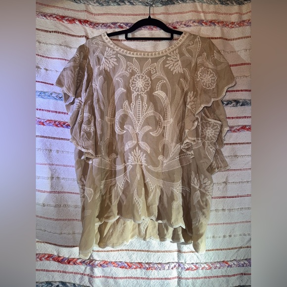 Solitaire Tops - Solitaire Beige Embroidered Top - New